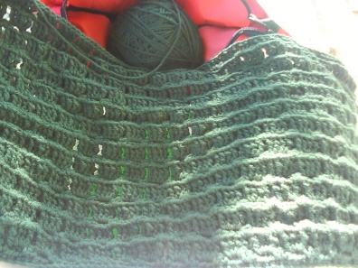 Green afghan in progress