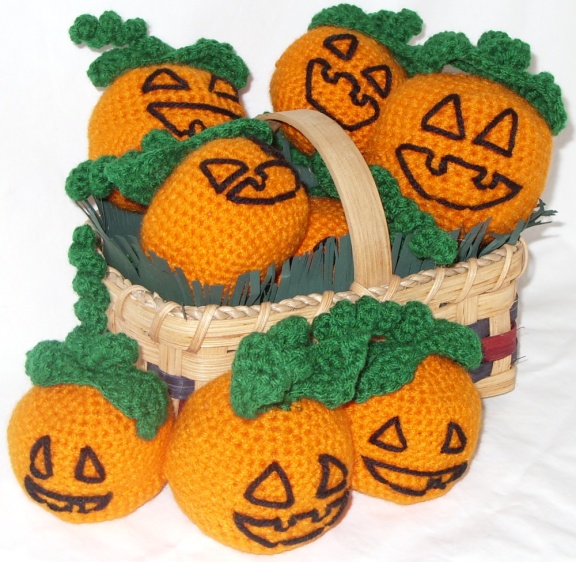 Basket of jack-o-lantern toys